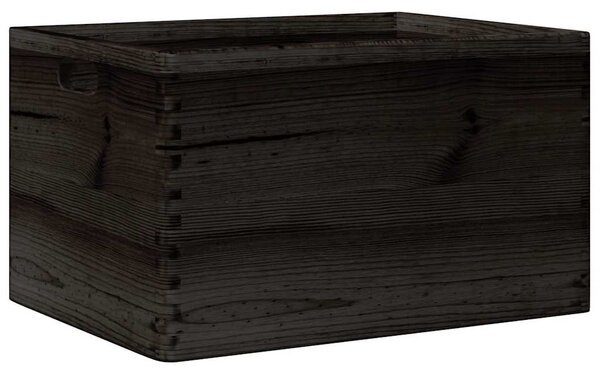 Fa doboz fogantyúkkal fekete 40x30x23 cm tömör fa fenyő