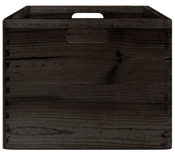 Fa doboz fogantyúkkal fekete 40x30x23 cm tömör fa fenyő