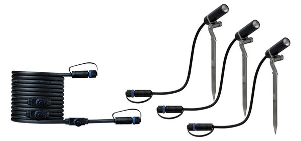 Paulmann Plug & Shine Plantini 3000K 3 darabos kiegészítés, dimmelhető, Fekete, Alumínium, Modern