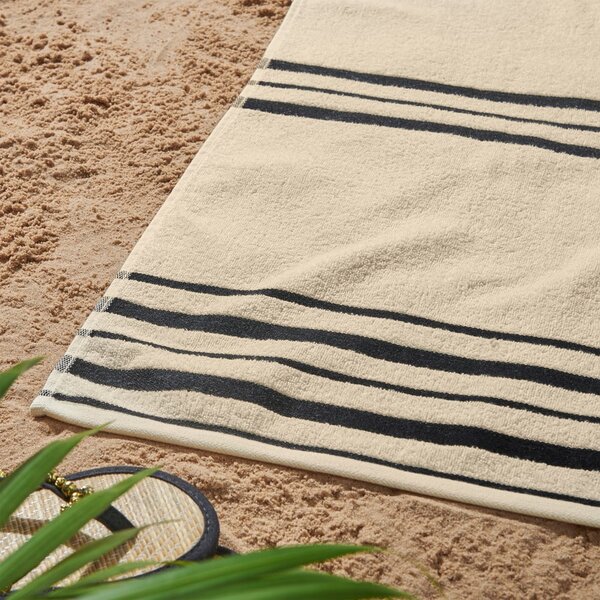 Bézs strandtörölköző 75x150 cm Banded Stripe – Catherine Lansfield