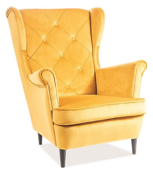 Lady Velvet fotel, sárga / fekete