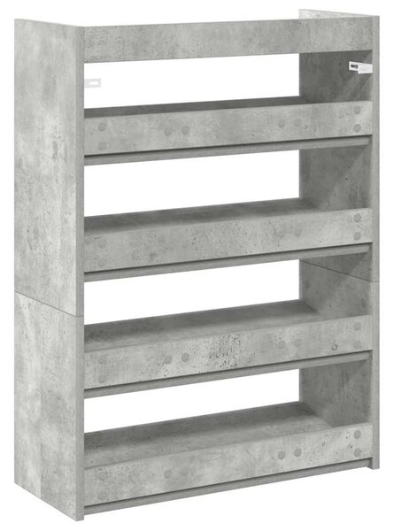 Betonszürke szerelt fa cipőtartó 60x25x81 cm