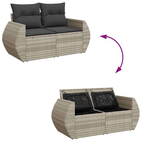 VidaXL Polyrattan Kerti Ülőgarnitúra - 6 részes - Világos Szürke