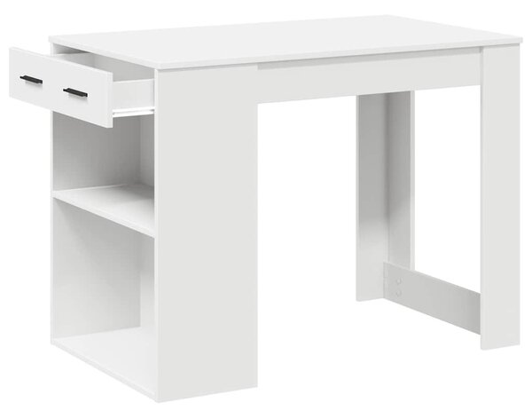 Íróasztal fiókkal és polccal fehér 102x62x77,5 cm gépelt fa
