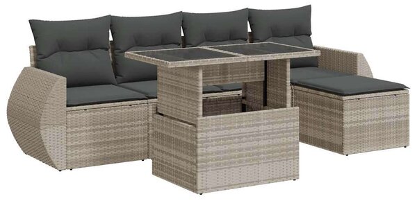 VidaXL Polyrattan Kerti Ülőgarnitúra - 6 részes - Világos Szürke