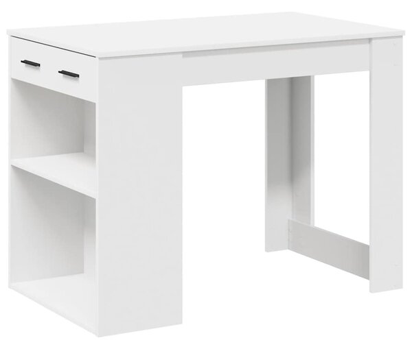 Íróasztal fiókkal és polccal fehér 102x62x77,5 cm gépelt fa