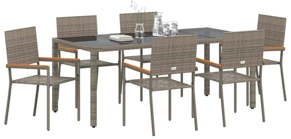 VidaXL Kert étkező szett 7 pcs Szürke 190 x 90 x 75 cm polirattan