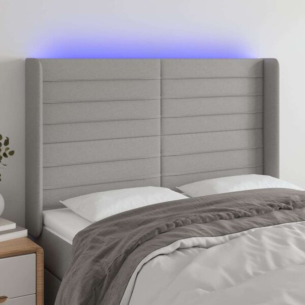 VidaXL LED-es Ágyfejtámla - Szövet - 147x16x118/128cm