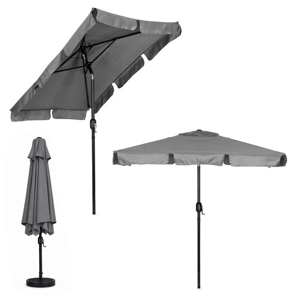 Kerti napernyő, MultiGarden SL-UM019-4, szürke, téglalap alakú, 200 x 130 cm, magasság: 212 cm, tekerőkarral, 38 mm acél rúd, 4 szegmens, dönthető, UV-álló, esőálló, 160 g/m2