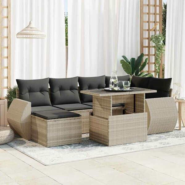 VidaXL Polyrattan Kerti Ülőgarnitúra - 7 részes