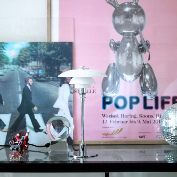 Louis Poulsen PH 2/1 lámpa, magas fényű krómozott, Fehér / opál, Nappali / Étkező, Sárgaréz, Dizájn