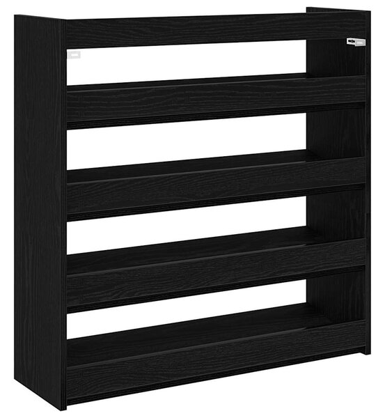 Fekete szerelt fa cipőtároló szekrény 80x25x81 cm