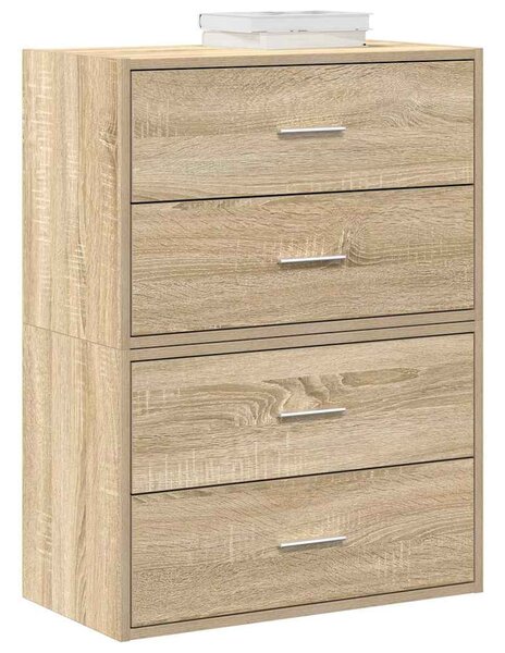 2 db sonoma tölgy szerelt fa szekrény 2 fiókkal 60 x 31 x 40 cm