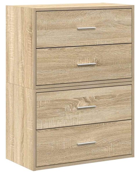 2 db sonoma tölgy szerelt fa szekrény 2 fiókkal 60 x 31 x 40 cm