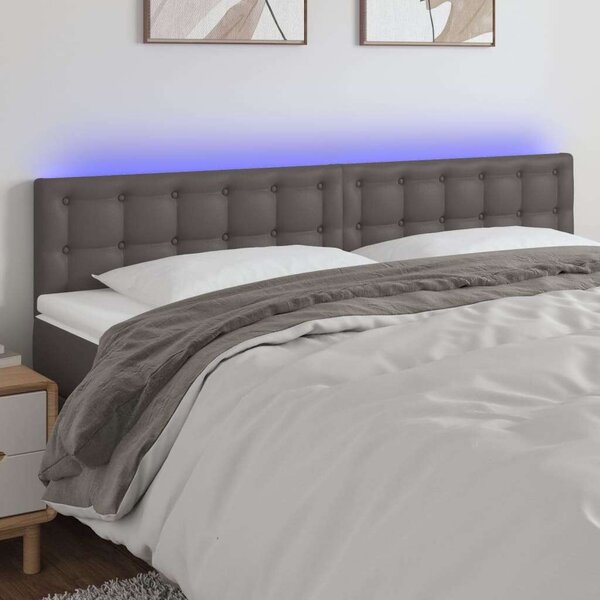 VidaXL szürke műbőr LED-es fejtámla 180 x 5 x 78/88 cm