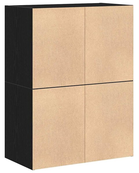 2 db fekete tölgy szerelt fa szekrény 2 fiókkal 60 x 31 x 40 cm