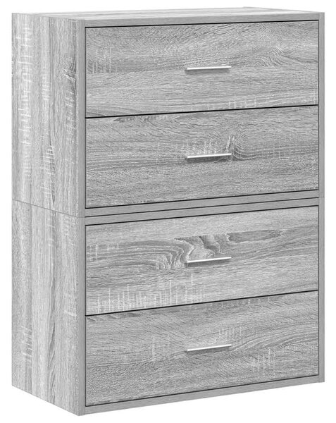 2 db szürke sonoma szerelt fa szekrény 2 fiókkal 60 x 31 x 40cm