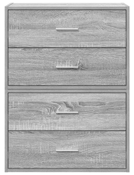 2 db szürke sonoma szerelt fa szekrény 2 fiókkal 60 x 31 x 40cm
