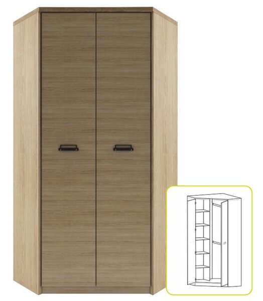 KONDELA Sarokszekrény 2D, tölgy madura/wellington, DIAZ