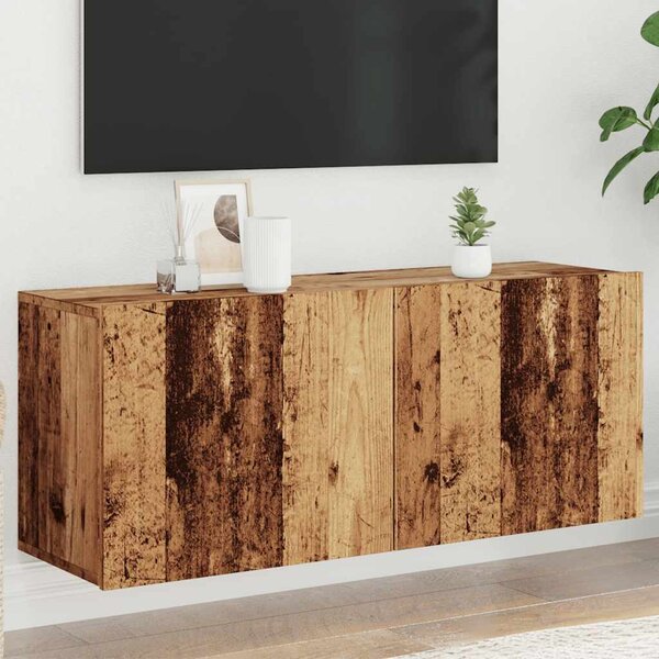 Antik fa színű falra szerelhető TV-szekrény 100 x 30 x 41 cm