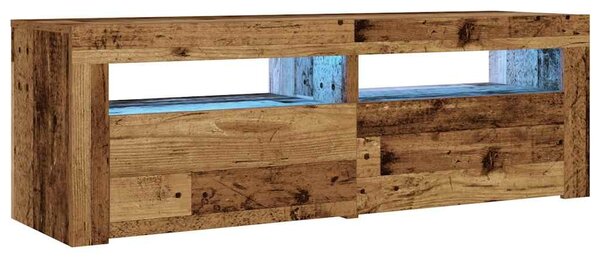 2 db antik fa színű éjjeliszekrény LED-del 60 x 35 x 40 cm