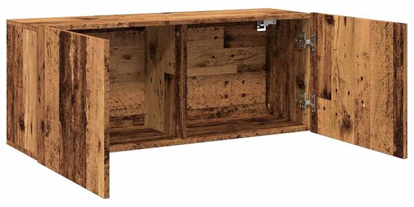 Antik fa színű falra szerelhető TV-szekrény 100 x 30 x 41 cm