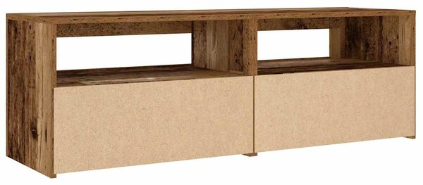 2 db antik fa színű éjjeliszekrény LED-del 60 x 35 x 40 cm
