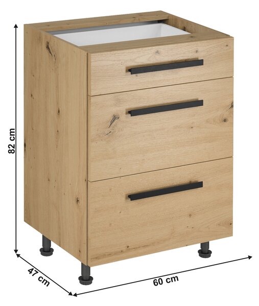 Alsó konyhaszekrény D60S3 Langari (artisan tölgy)