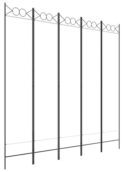 Fehér 5 paneles paraván 200x200 cm szövet