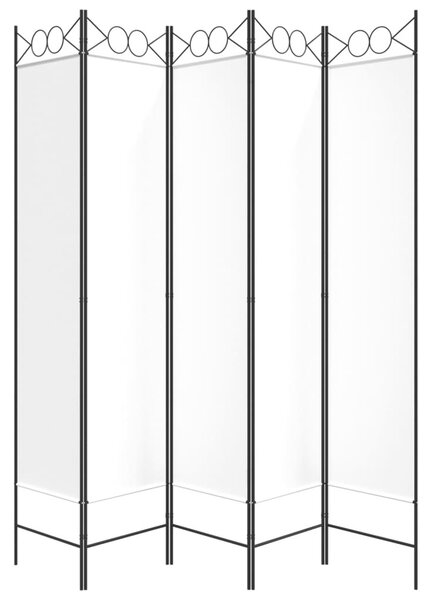 Fehér 5 paneles paraván 200x200 cm szövet