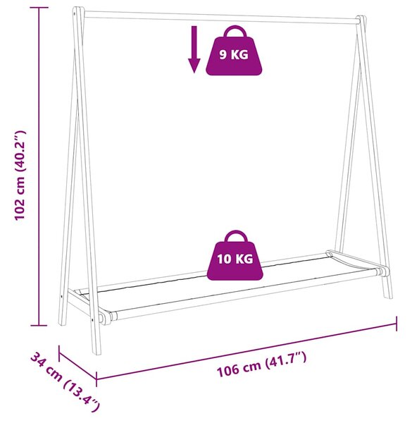 Bambusz ruhaállvány polcokkal 106 x 34 x 102 cm