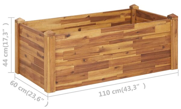 VidaXL tömör akácfa kerti magaságyás 110 x 60 x 44 cm