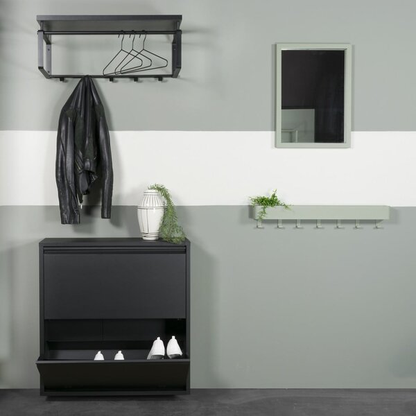 Fekete fém billenő ajtós cipőtartó 75x77,5x22,5 cm Billy – Spinder Design
