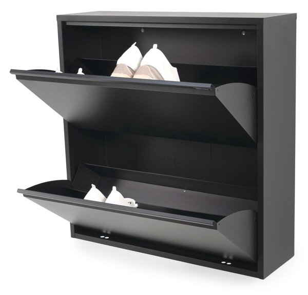 Fekete fém billenő ajtós cipőtartó 75x77,5x22,5 cm Billy – Spinder Design