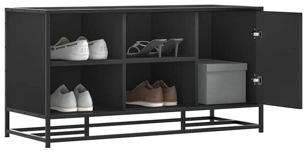 Cipőpad Fekete 100x40x53,5 cm Fából és fémből készült pad