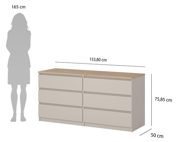 Krémszínű komód 154x76x50 cm Naia – Tvilum