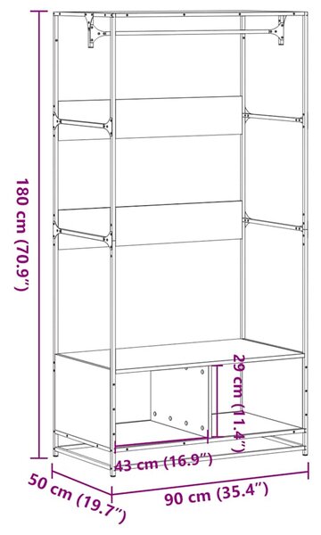 Fekete szerelt fa ruhásszekrény 90 x 50 x 180 cm
