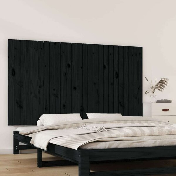 Fali Fejtámla - Tömör Fenyőfa - Fekete - 160x90 cm
