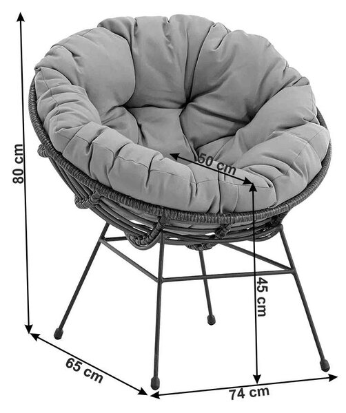 Gauri műrattan Balkon szett - fekete-szürke