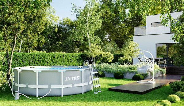 Intex Prism Frame fémkeretes medence, 366x99 cm, 9.000 liter, szűrőszivattyúval és létrával