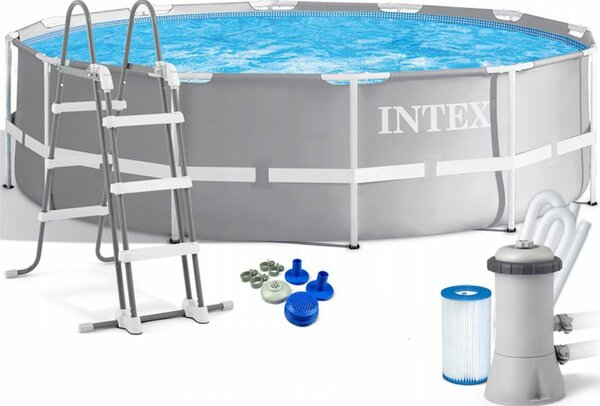 Intex Prism Frame fémkeretes medence, 366x99 cm, 9.000 liter, szűrőszivattyúval és létrával