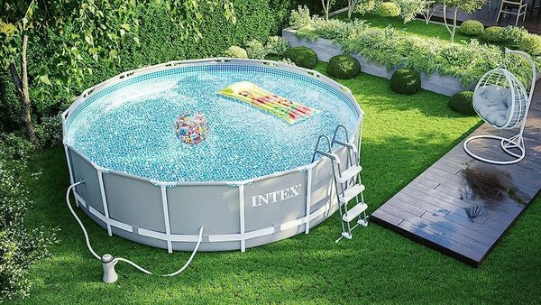 Intex Prism Frame fémkeretes medence, 366x99 cm, 9.000 liter, szűrőszivattyúval és létrával