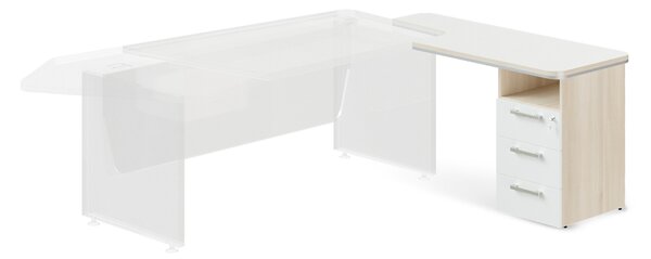 Dokkoló konténer TopOffice Premium, jobb, akác világos / fehér