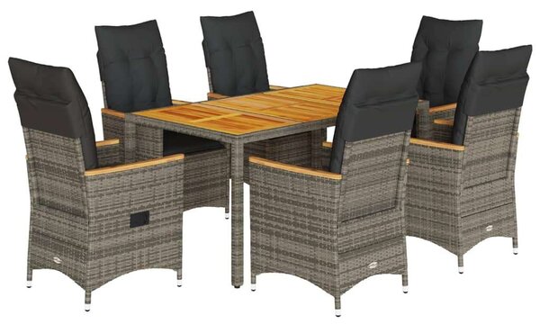 VidaXL Polyrattan Kerti Étkezőgarnitúra - 7 részes - Szürke