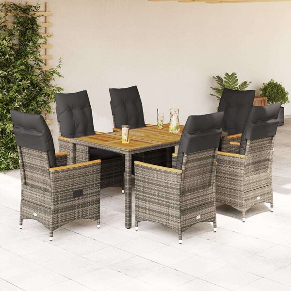 VidaXL Polyrattan Kerti Étkezőgarnitúra - 7 részes - Szürke