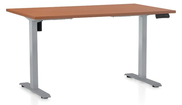 Állítható magasságú asztal OfficeTech B, 140 x 80 cm, szürke alap, cseresznye