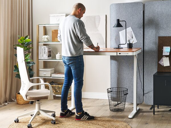 Elektromosan állítható asztal KENLY Barna/fehér 120 cm 60 cm USB porttal