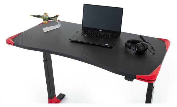 OfficeTech Game állítható magasságú asztal, 120 x 60 cm, fekete