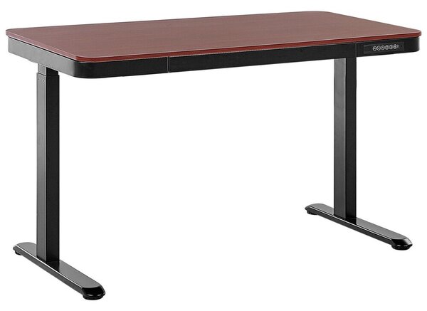 Fa és fekete színű elektromosan állítható asztal 124 x 64 cm KENLY