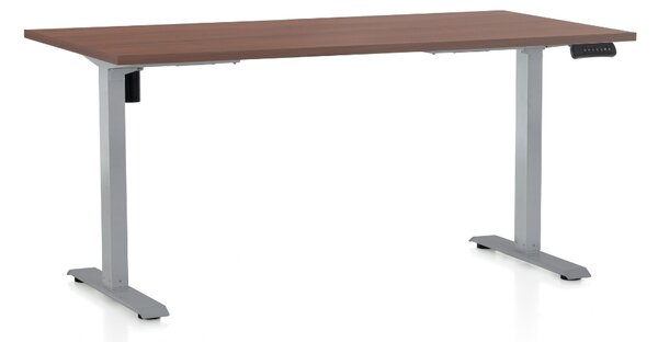 Állítható magasságú asztal OfficeTech B, 160 x 80 cm, szürke alap, dió